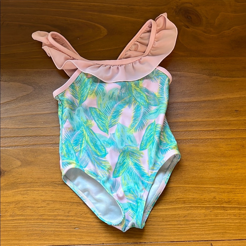 Floatimini Pink and Green One Piece Swimsuit with Artistic Design